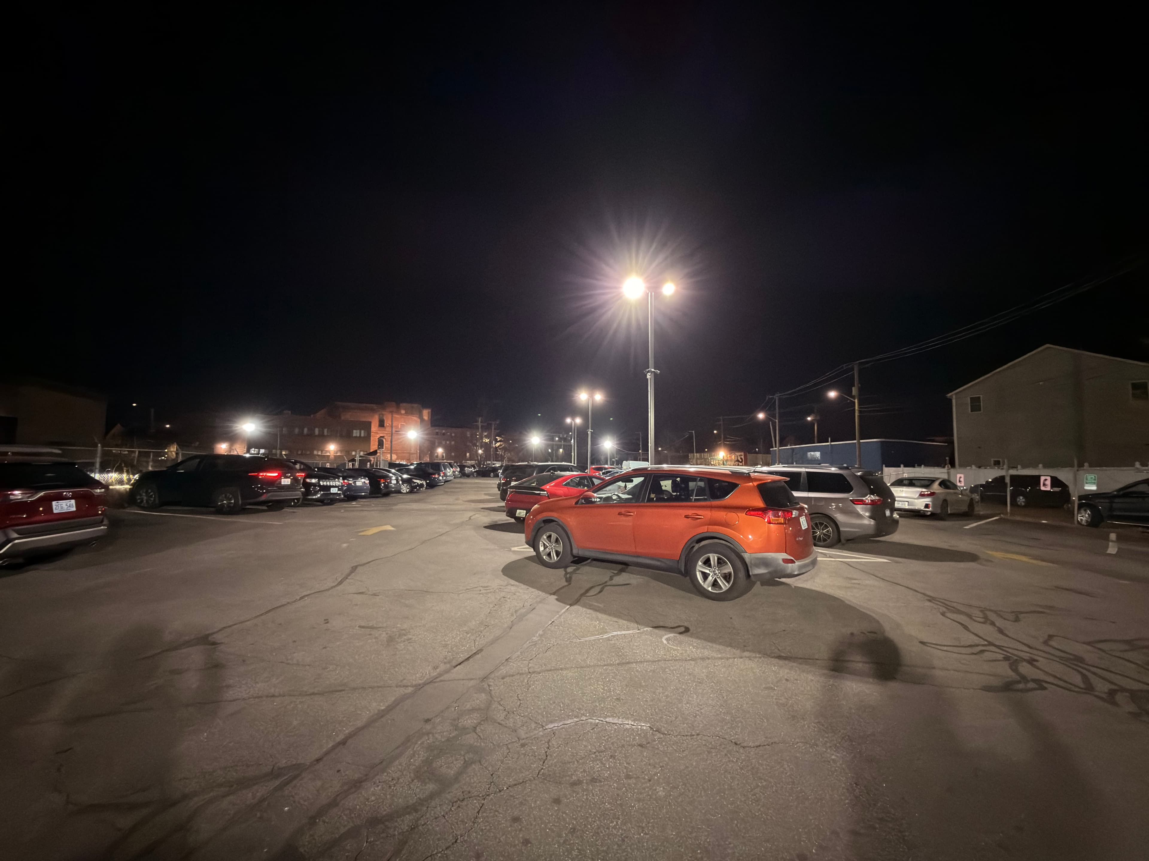 Night view of the masjid parking area
